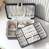 Women Personalized PU Jewelry Box, Vintage Jewelry Box 2 Tiers, Large Jewelry Organizer, Travel Jewelry Box