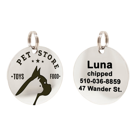 Custom Pet ID Tag Stainless Steel Round with Split Ring