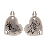 Custom Pet ID Tag Stainless Steel Heart Shaped with Split Ring