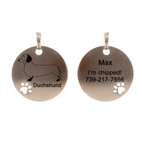 Custom Pet ID Tag Stainless Steel Circle with Paw Cut-off