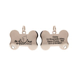 Custom Dog ID Tag Stainless Steel Bone Shaped with Paw Cut-off
