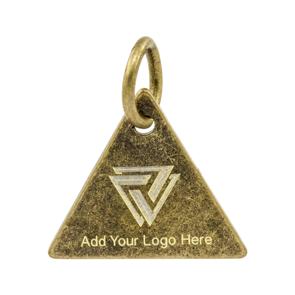 Custom Logo Laser Engraved Triangular Metal Tag – FindingBox