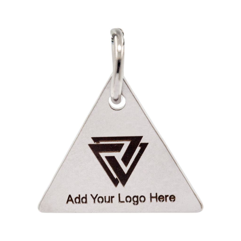 Custom Logo Laser Engraved Triangular Metal Tag – FindingBox