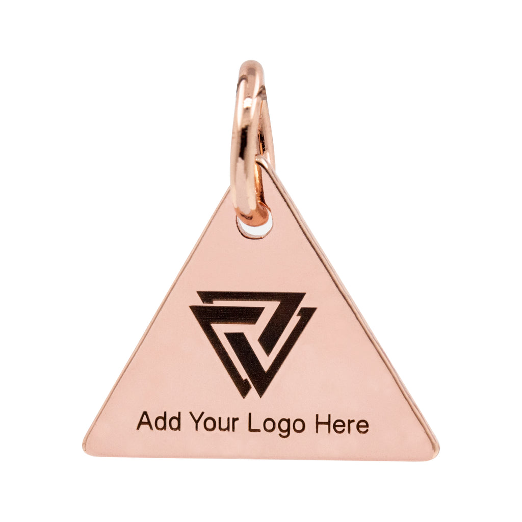 Custom Logo Laser Engraved Triangular Metal Tag – FindingBox
