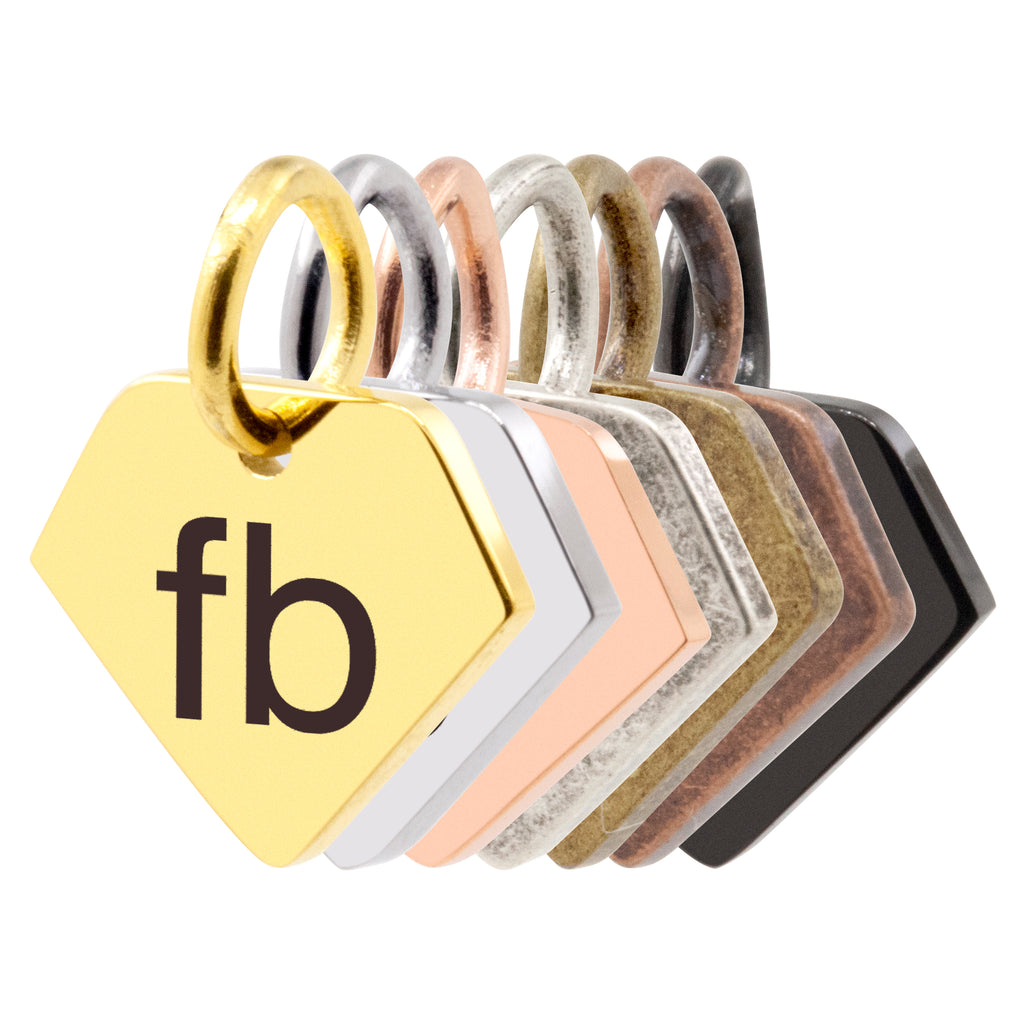 Laser Engraved Diamond Shape Logo Tag, Stainless Steel Made – FindingBox